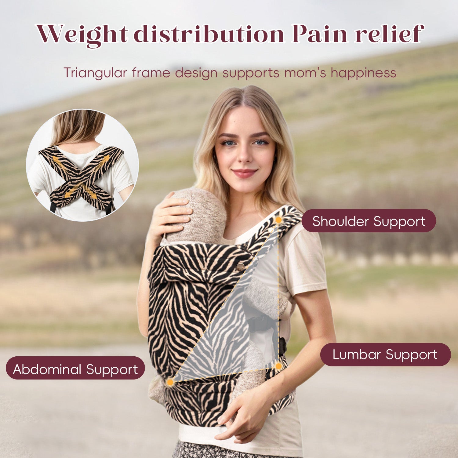 NEST BLANCHE·Baby Carrier,Cozy Baby Carrier 7-35 lbs,Ergonomic Backpack Design,Zebra