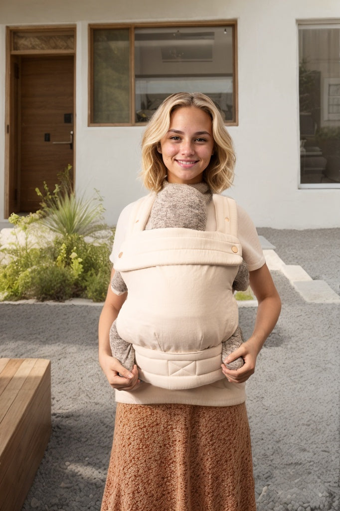 Nest Blanche White Cotton Baby Carrier Cozy White Wrap Lumbar Support Adjustable nestblanche